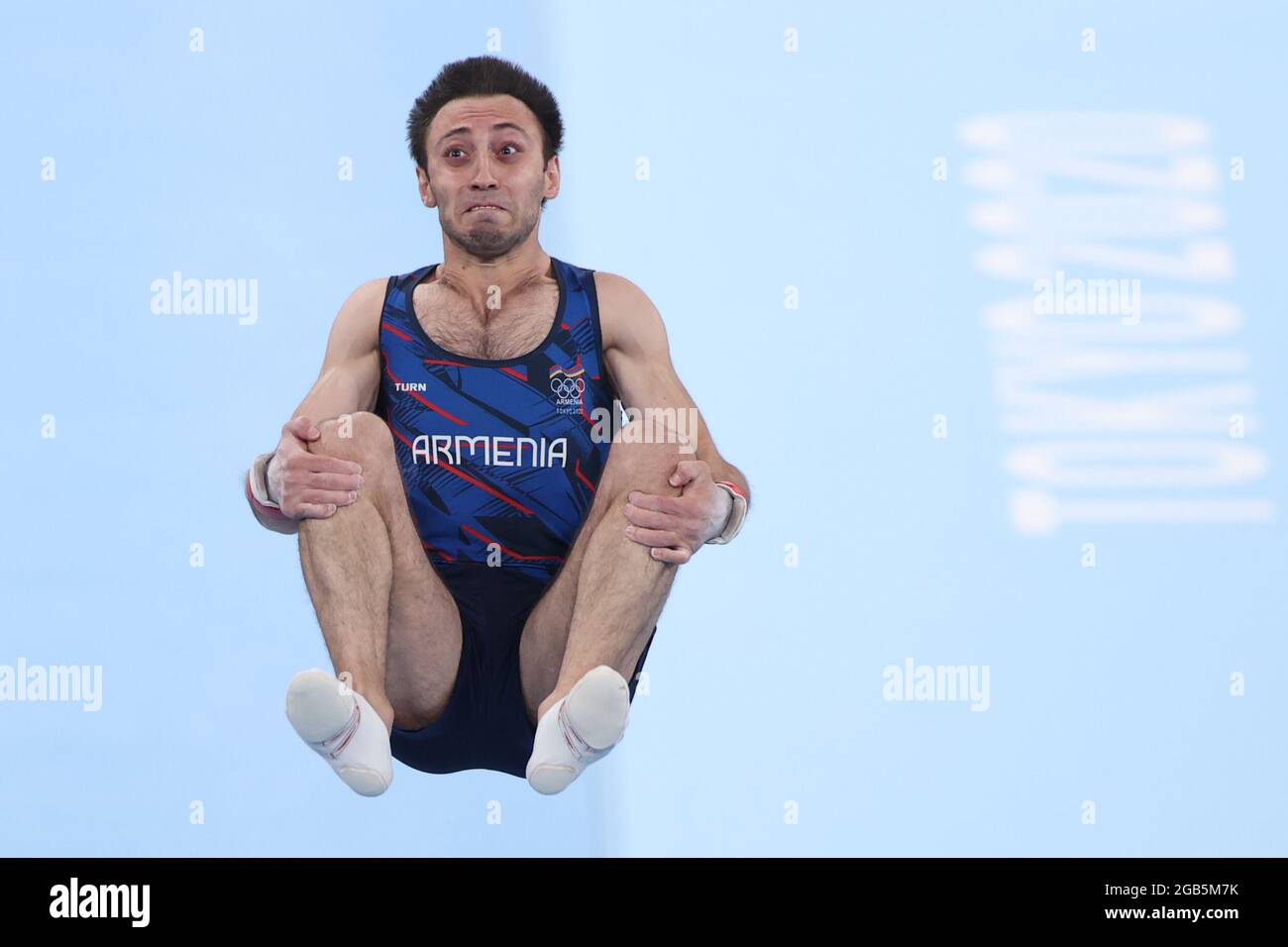 Tokyo, Japan. 2nd Aug, 2021. Artur Davtyan of Armenia competes during the artistic gymnastics men's vault final at the Tokyo 2020 Olympic Games in Tokyo, Japan, Aug. 2, 2021. Credit: Zheng Huansong/Xinhua/Alamy Live News Stock Photo