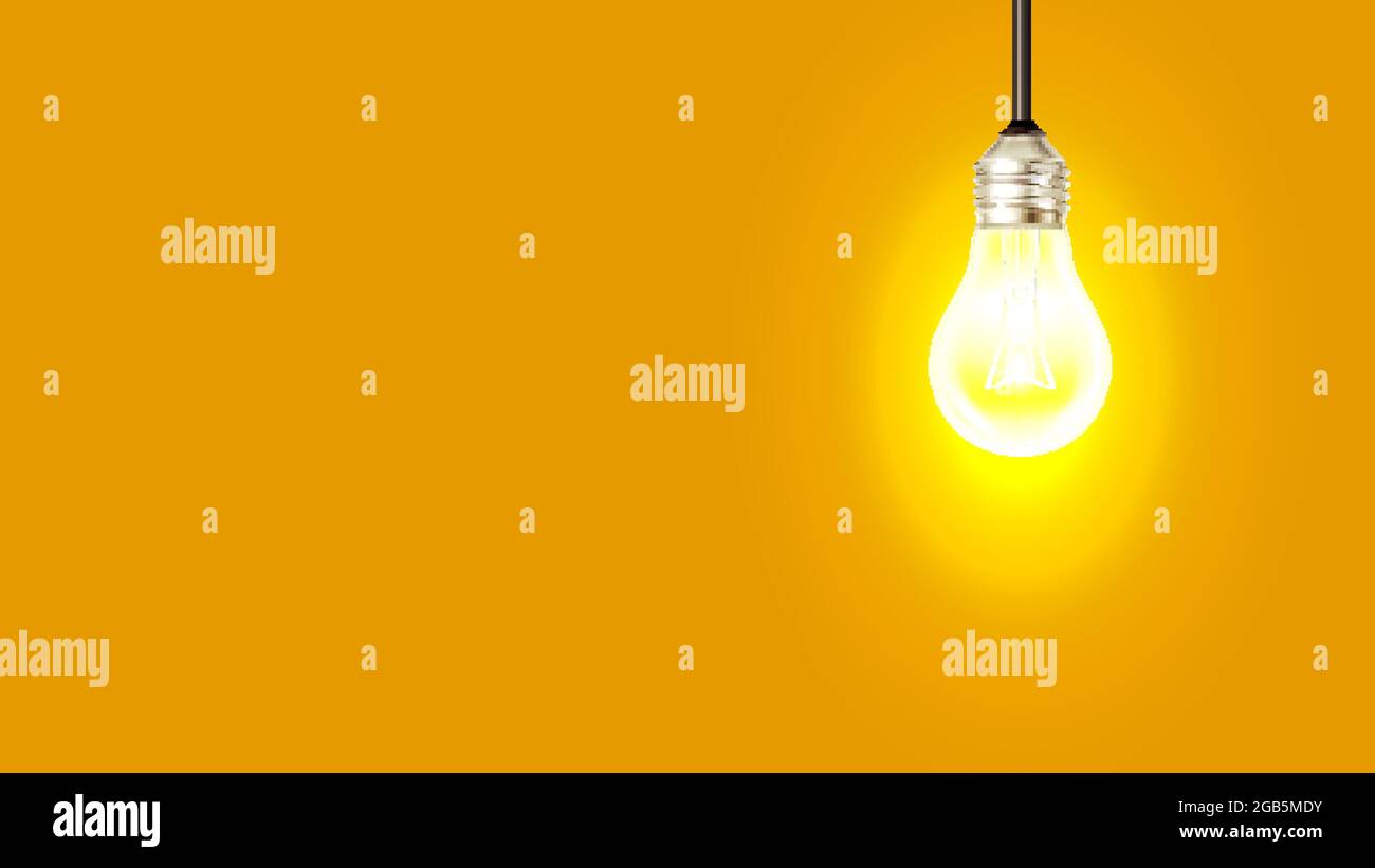 Glowing Incandescent Light Bulb Copy Space Vector Stock Vector Image