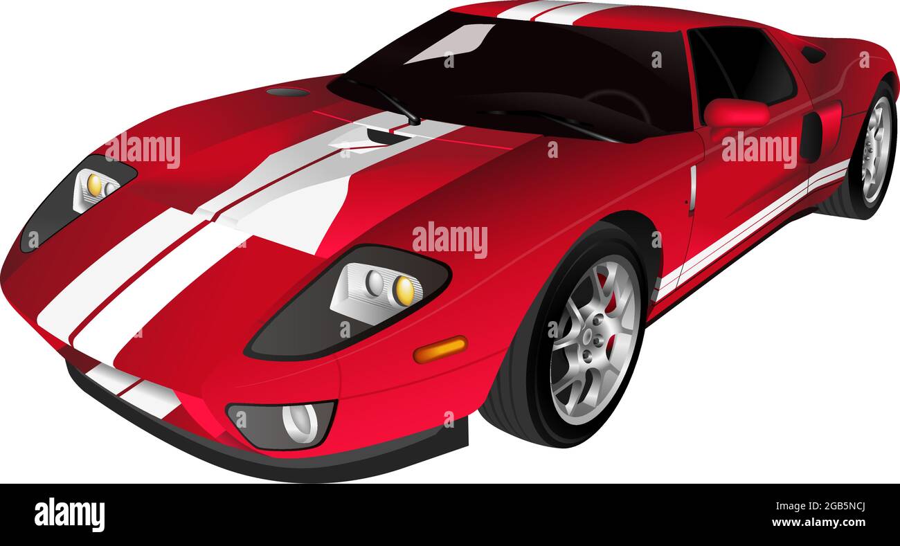 Red sports car vector illustration isolated on white background Stock Vector