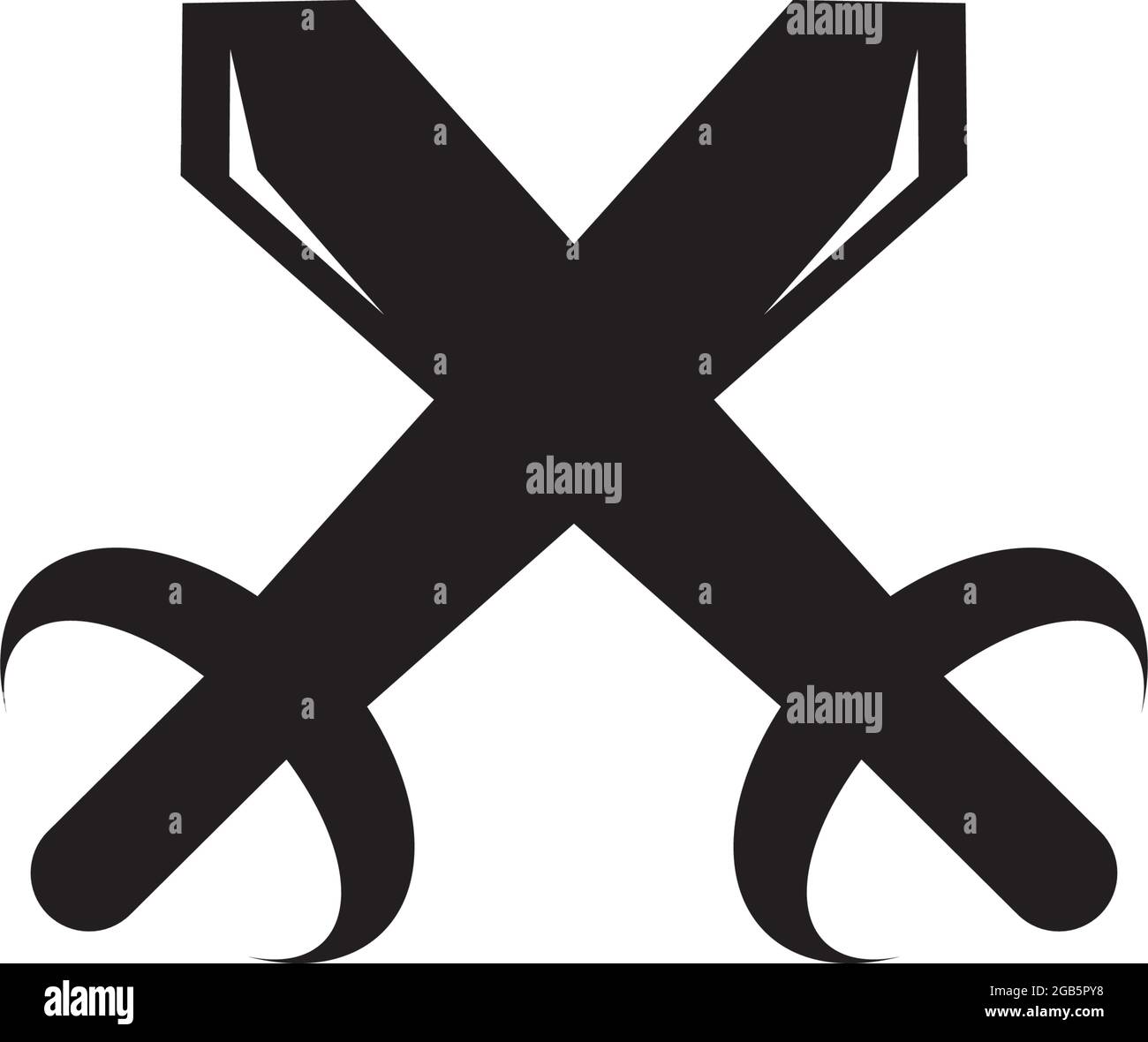 Crossed sword logo design vector template Stock Vector