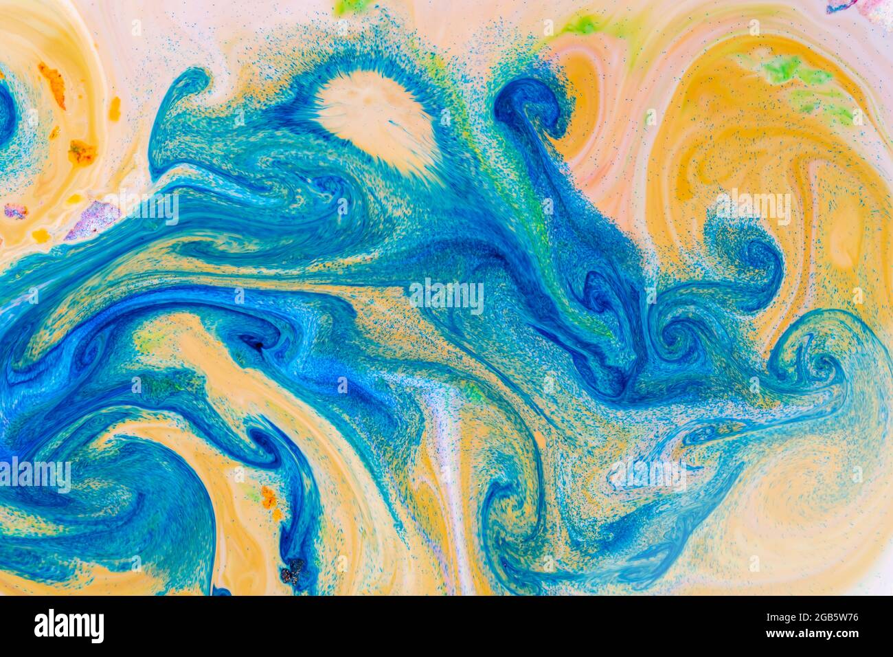Fluid art pattern. Abstract ink mixed texture. Psychedelic multicolored background Stock Photo