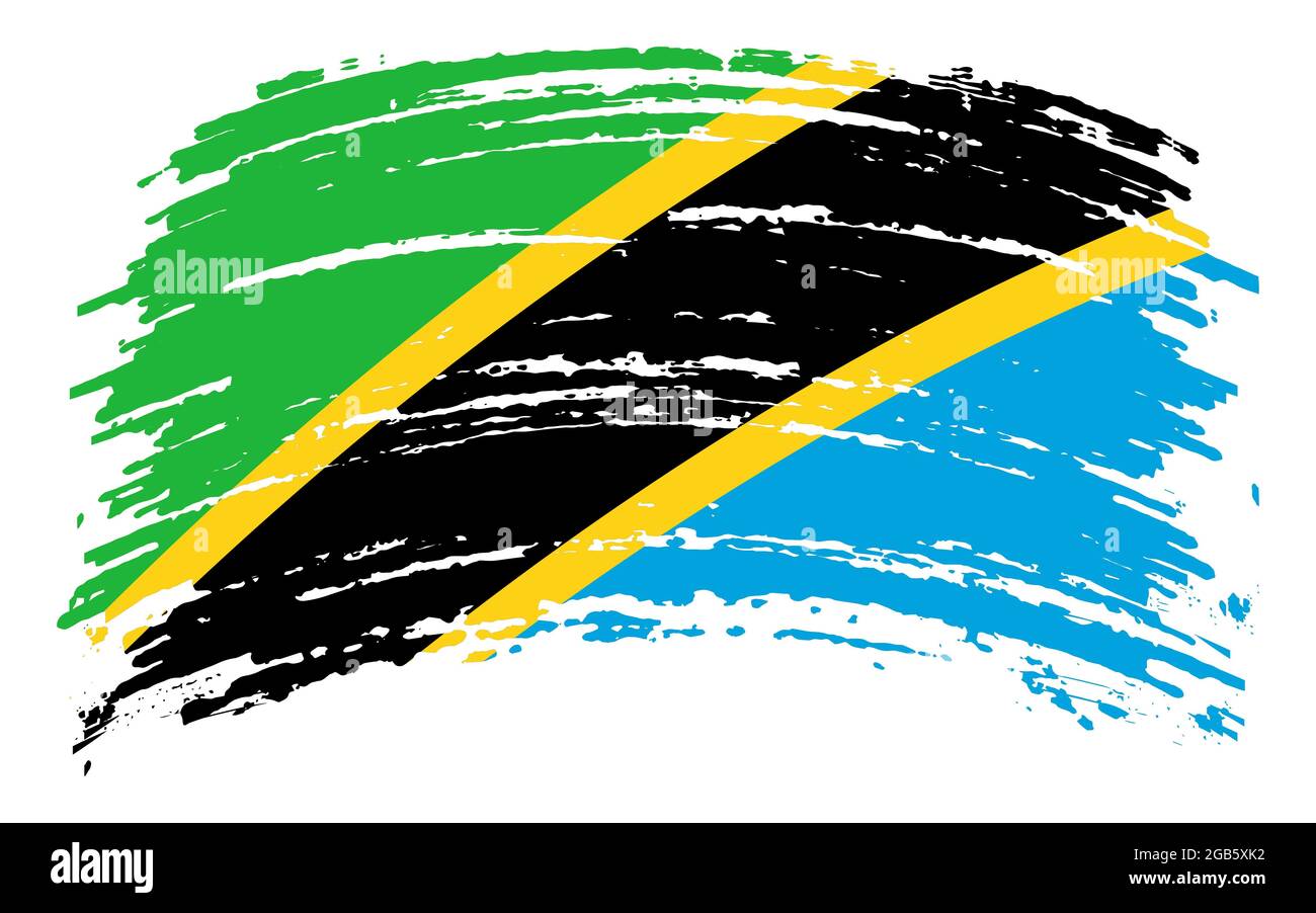 Tanzania flag in grunge brush stroke, vector image Stock Vector Image