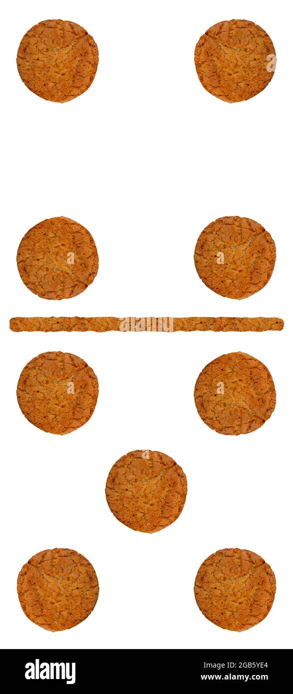 dominoes from oatmeal cookies on a white background Stock Photo