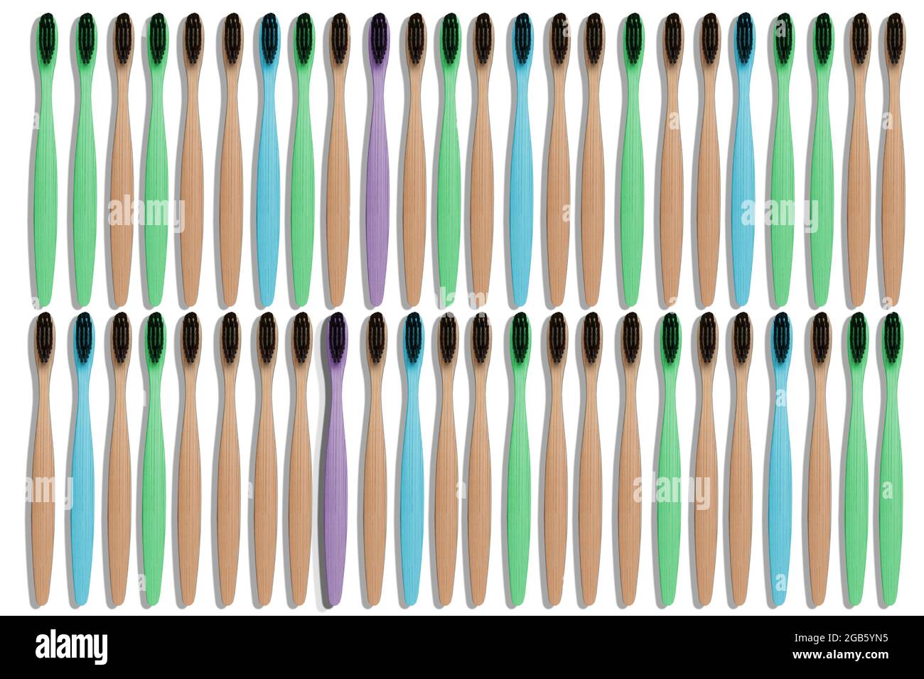 Texture of wooden toothbrushes with black bristles Stock Photo Alamy