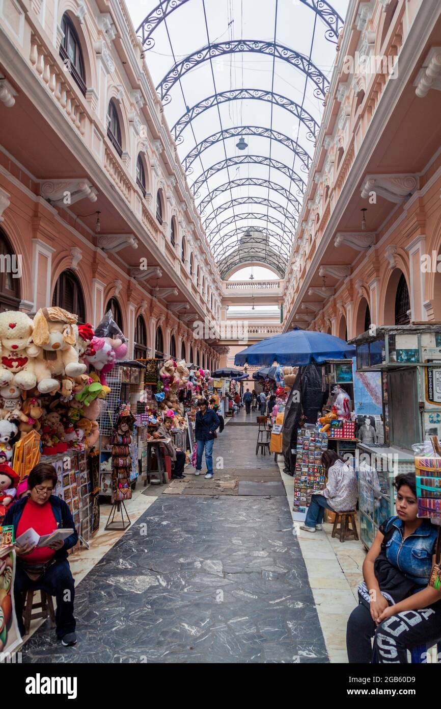 LIMA, PERU JUNE 4, 2015 Interior of a shopping mall in former post