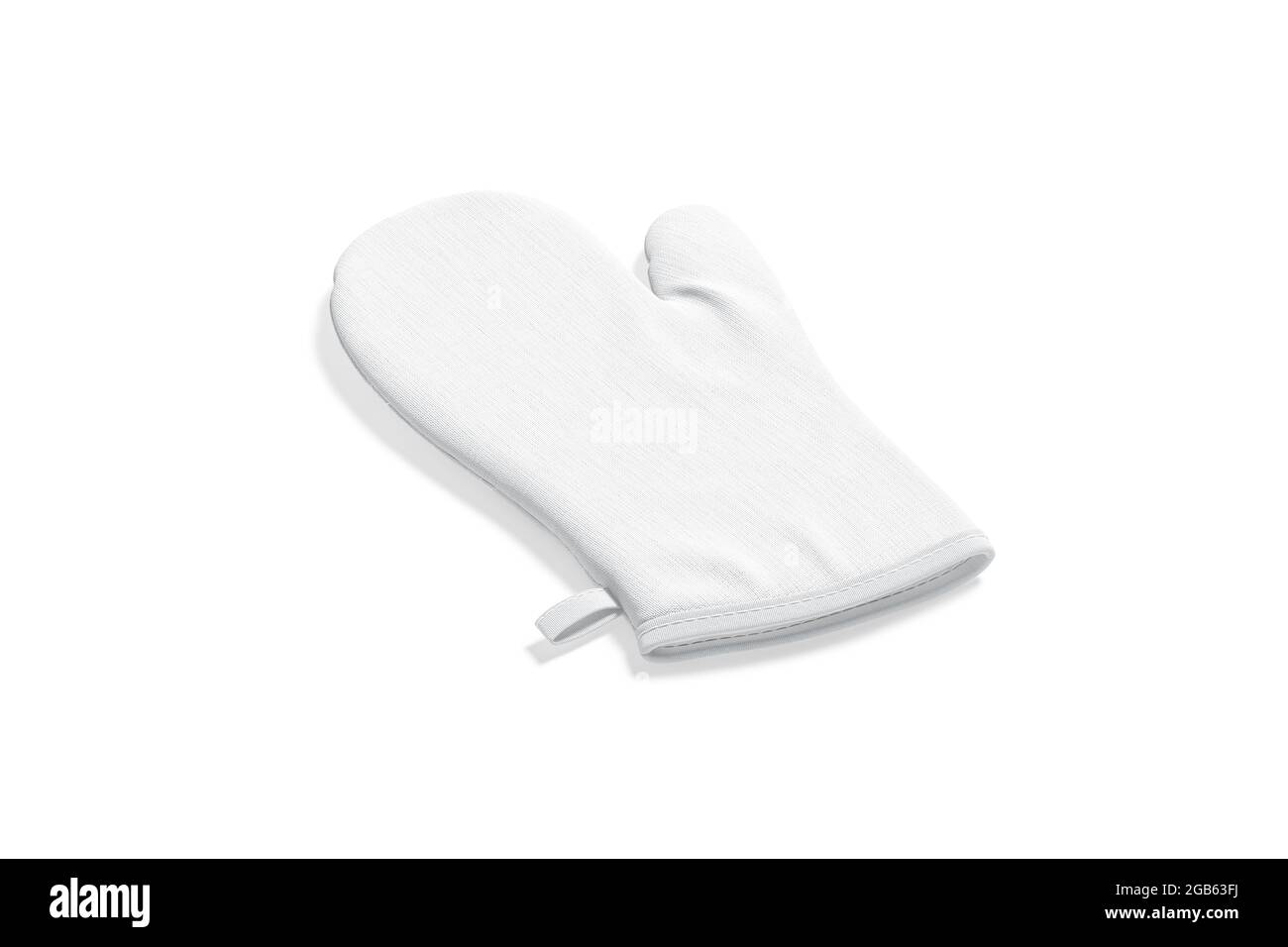 Blank white oven mitt mockup back side view, 3d rendering. Empty