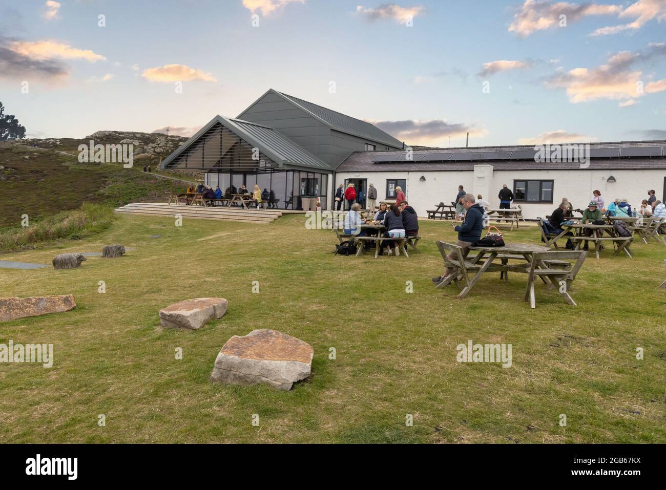 People at the cafe, RSPB South Stack, Anglesey, Wales UK Stock Photo