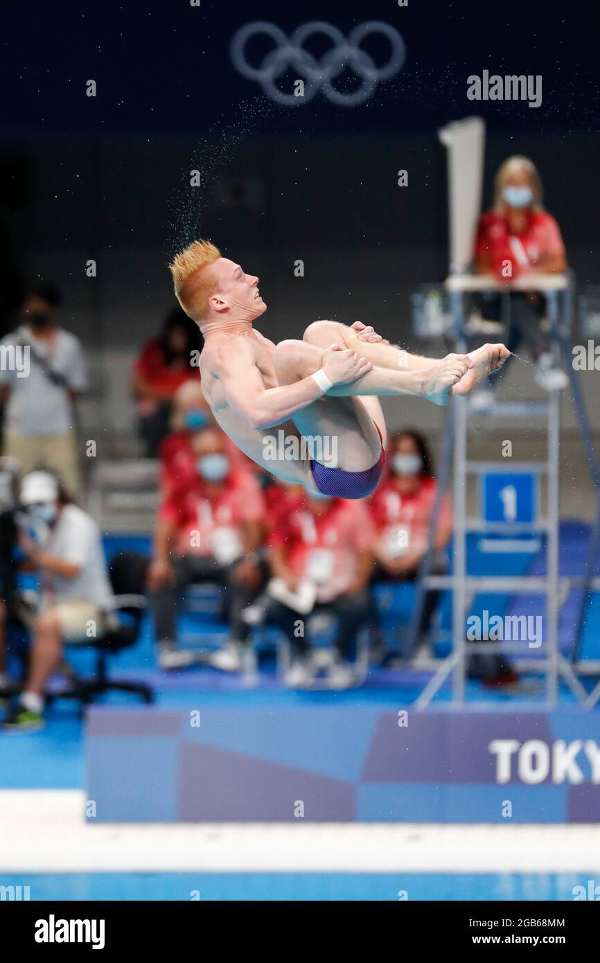 Tokyo, Japan. 2nd Aug, 2021. ANDREW CAPOBIANCO (USA) competes in the Men's 3m Springboard Preliminary during the Tokyo 2020 Olympic Games at Tokyo Aquatics Centre. (Credit Image: © Rodrigo Reyes Marin/ZUMA Press Wire) Stock Photo