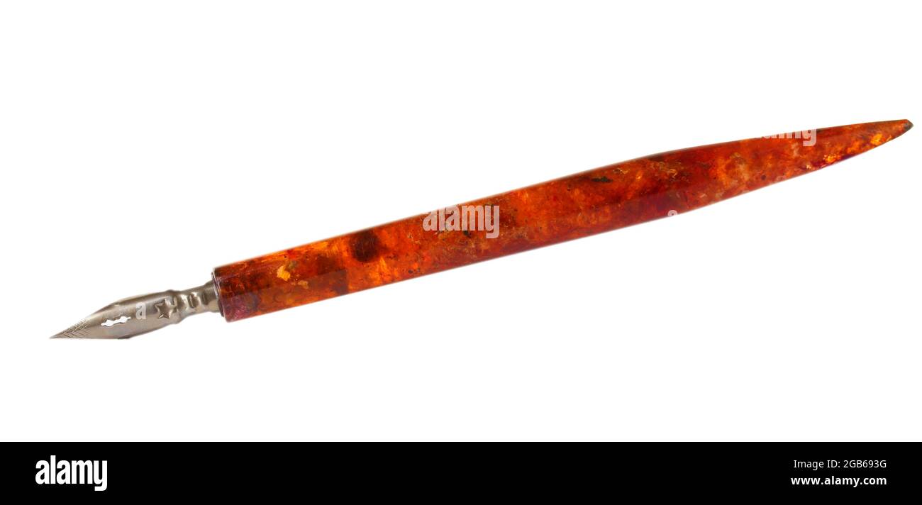 old ink pen isolated on white Stock Photo - Alamy