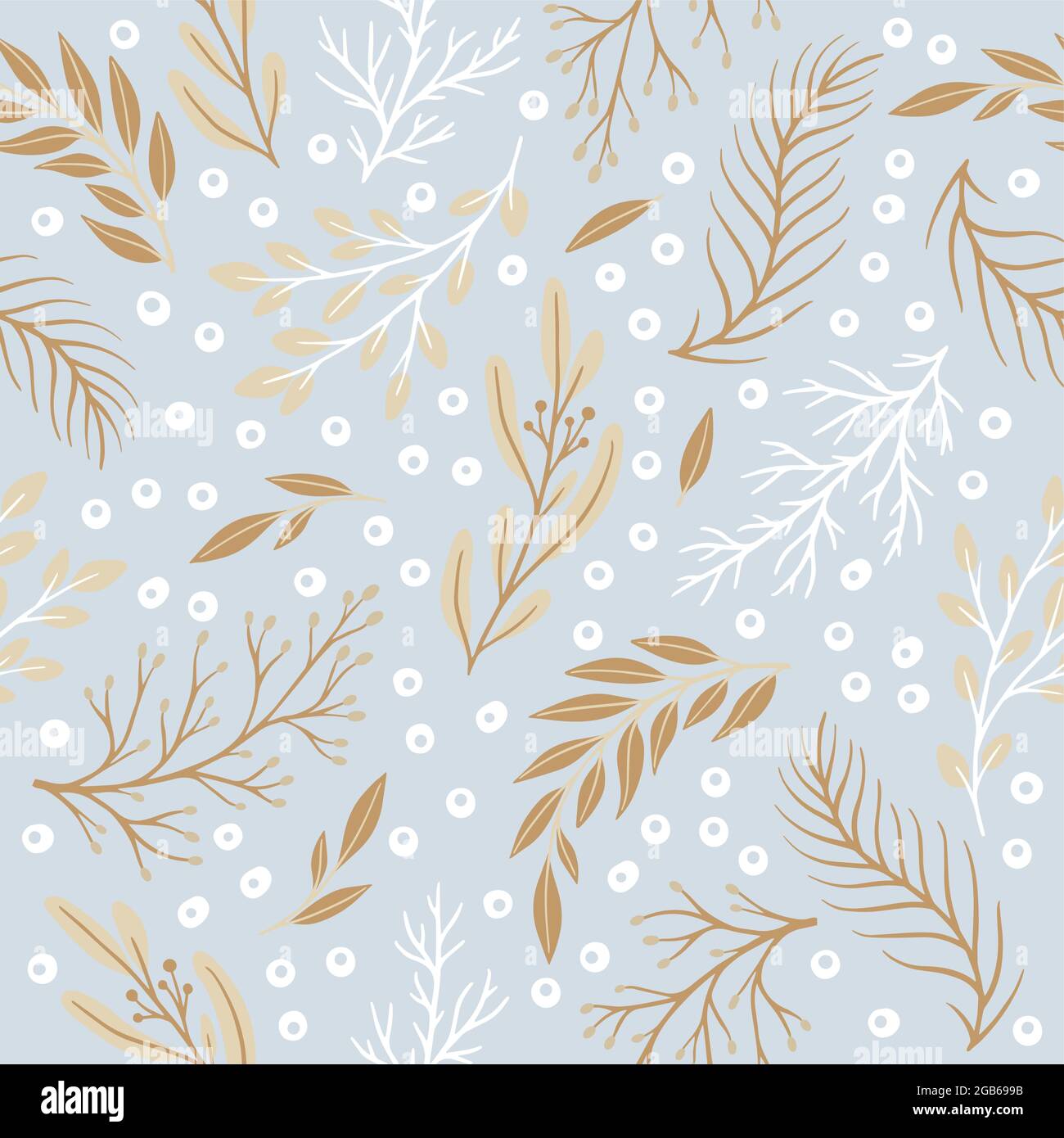 Seamless cute floral vector pattern with plant and flowers. Flower ...