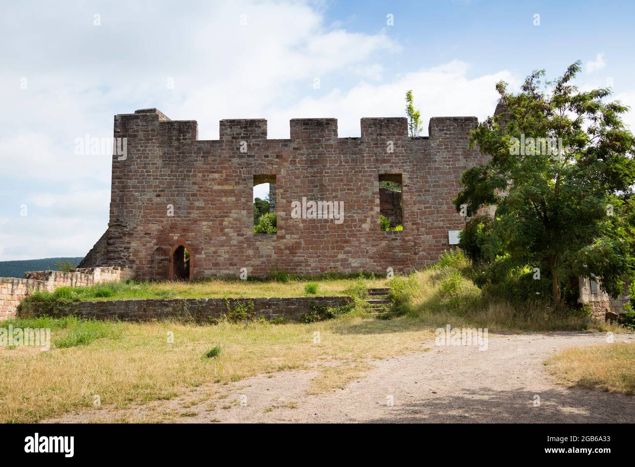 geography / travel, Germany, Rhineland-Palatinate, new town at the Wine Route, Wolfsburg, castle ruin, ADDITIONAL-RIGHTS-CLEARANCE-INFO-NOT-AVAILABLE Stock Photo