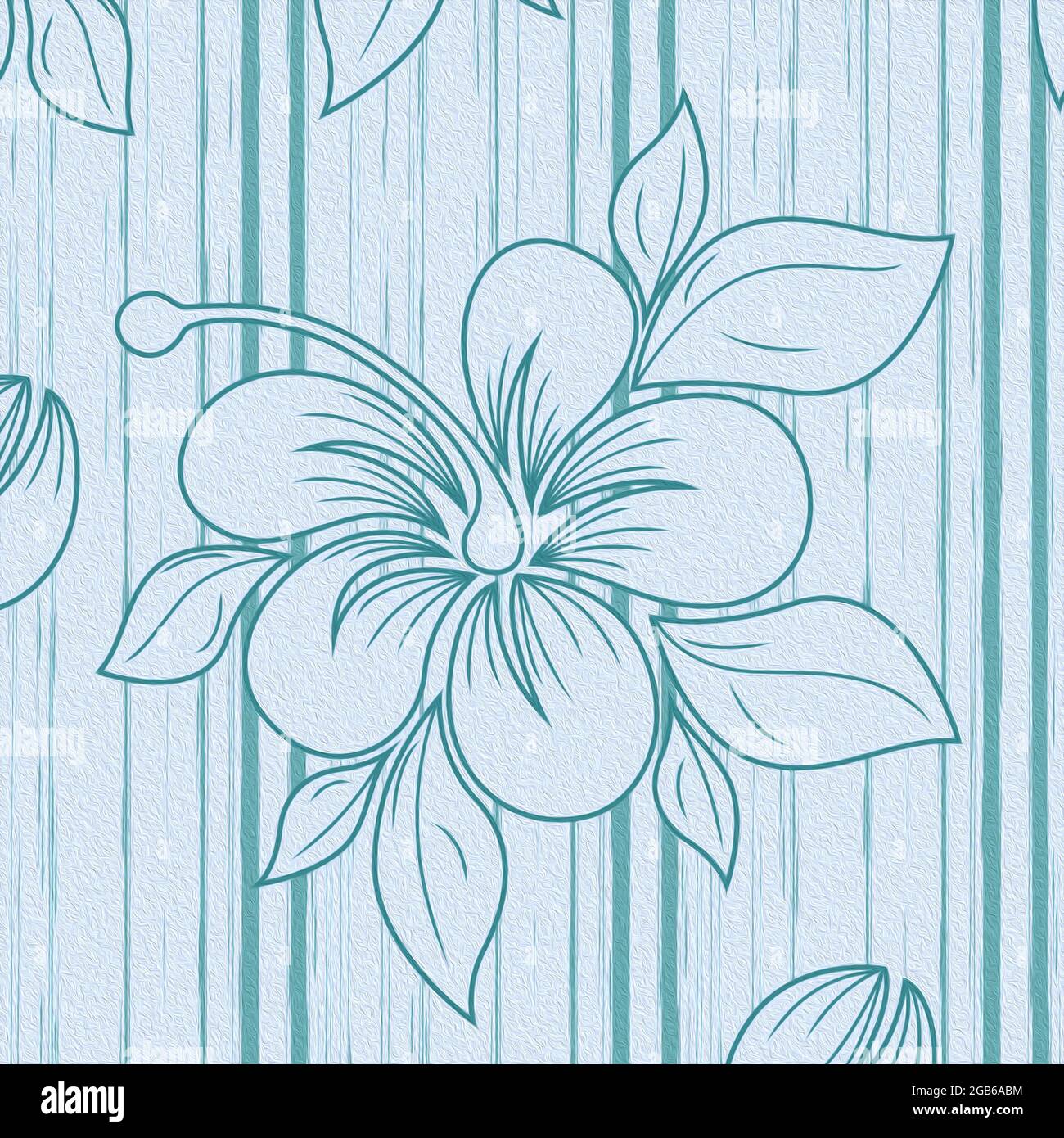 Delicate muted flower pattern in blue and white tones, illustration as