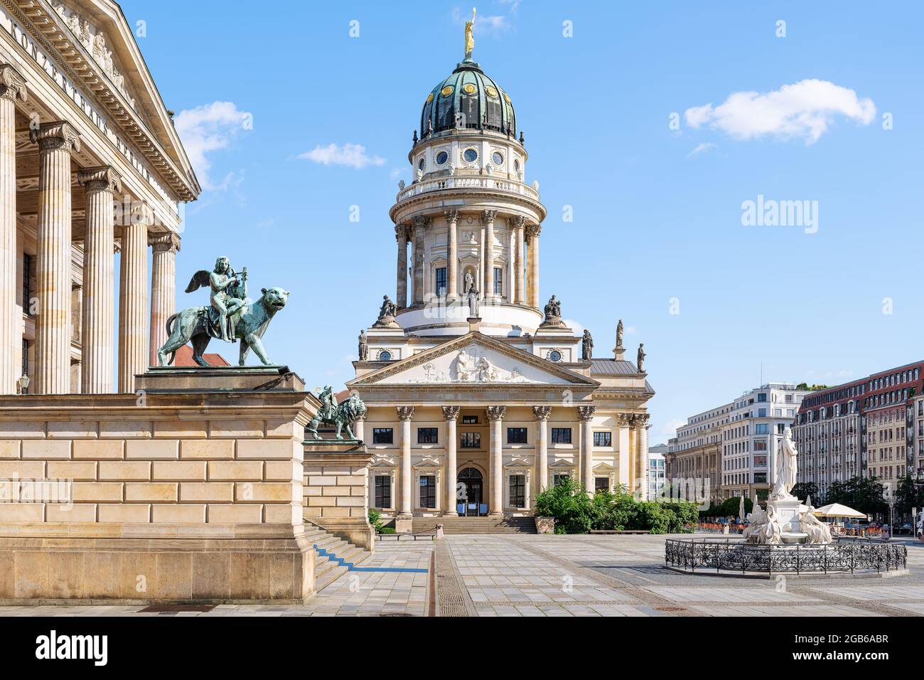 the famous gendarmenmarkt with the french cathedral, berlin Stock Photo