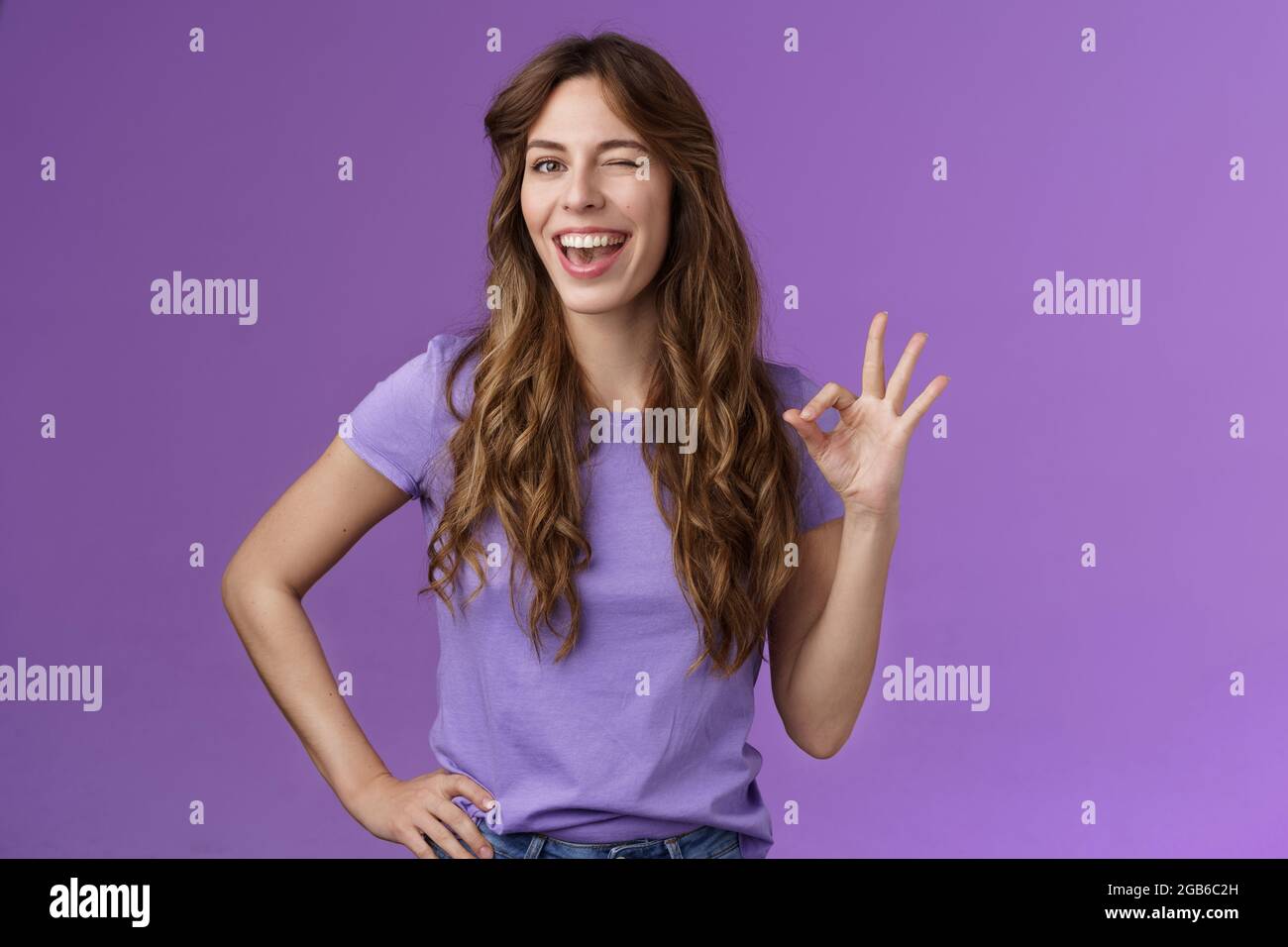 Okay got it. Cheeky flirty girlfriend winking coquettish show alright ...