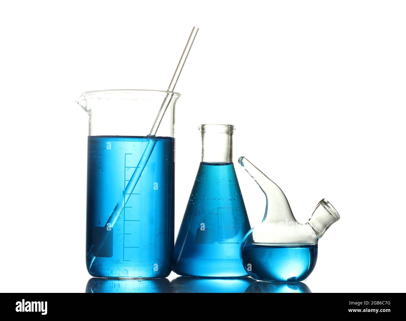 Test-tubes with blue liquid isolated on white Stock Photo - Alamy