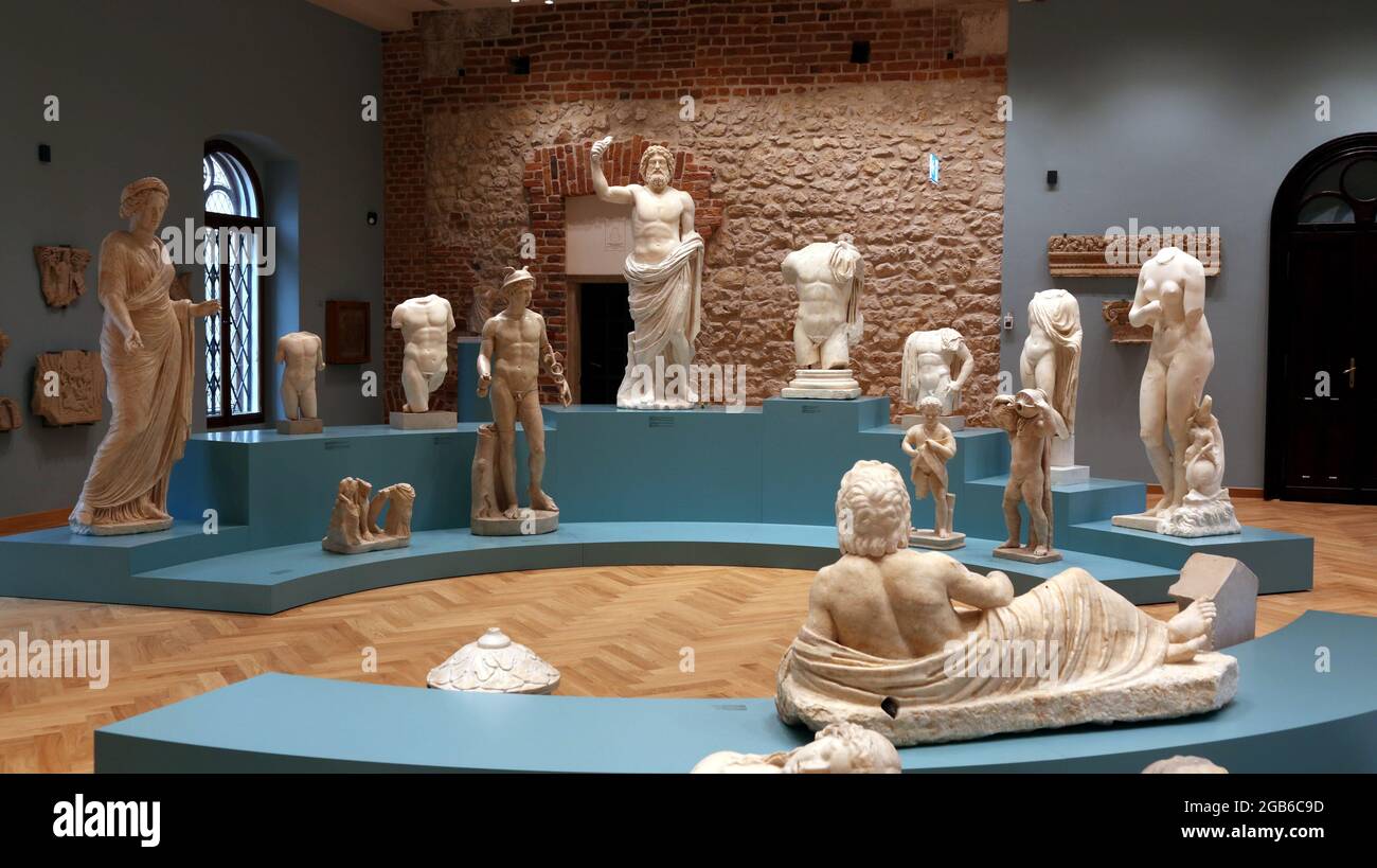 Cracow. Krakow. Poland. Ancient Greek and Roman marble sculptures in