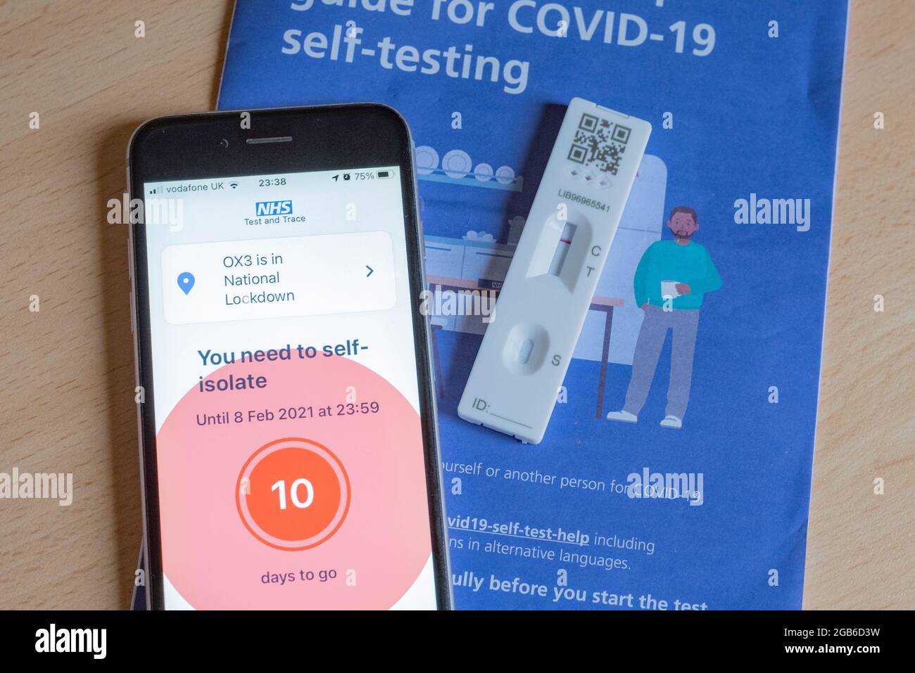 An iPhone showing a self isolation message during the Covid-19 pandemic ...