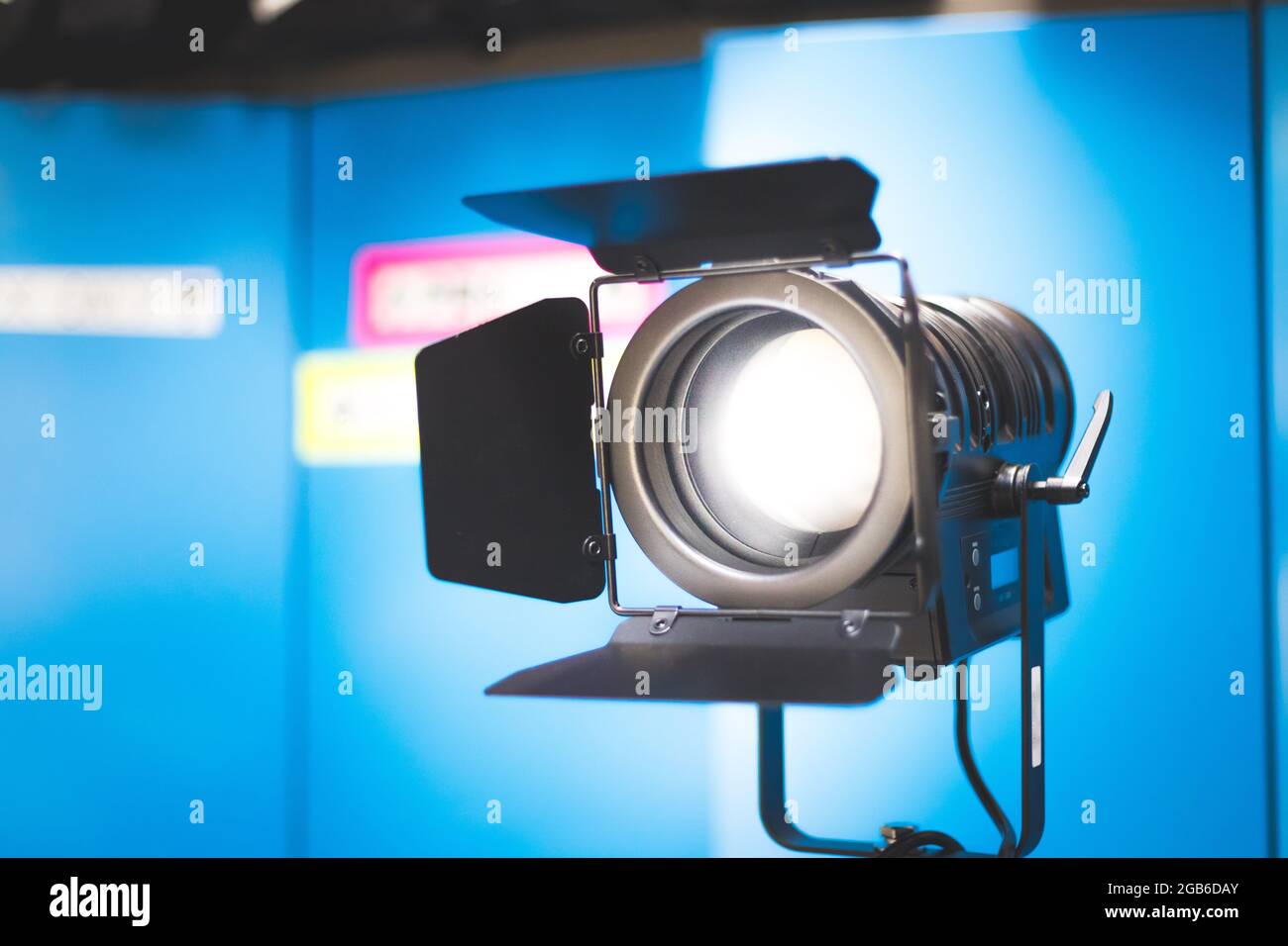 Empty photo studio with lighting equipment. Professional camera, lenses and  filters for photographer Stock Photo - Alamy