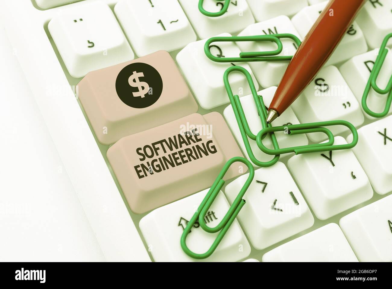 Writing displaying text Software Engineering, Business idea apply engineering to the development of software Creating New Programming Guidebook, Typin Stock Photo