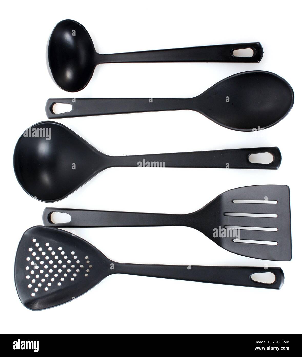 black kitchen utensils isolated on white Stock Photo Alamy