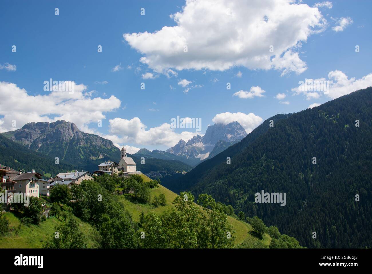 the beautiful landscape at Colle Santa Lucia in the Belluno Dolomites Stock Photo