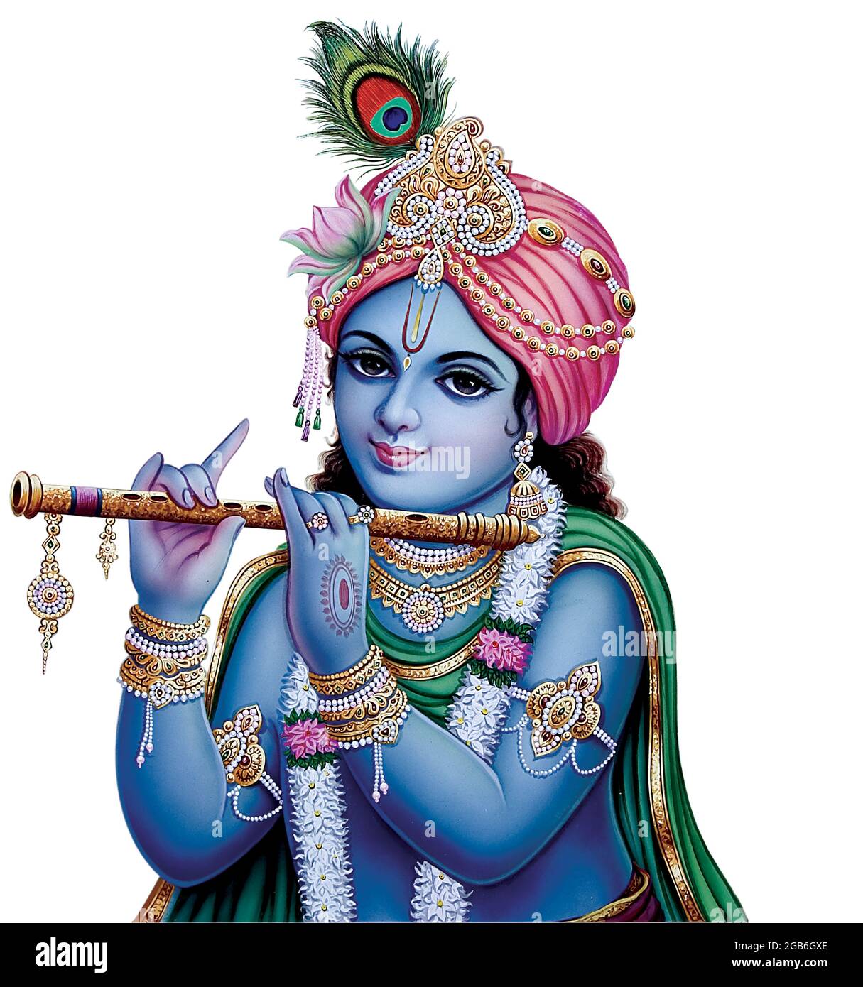 Indian God Lord Krishna with his flute making magical tunes Stock Photo