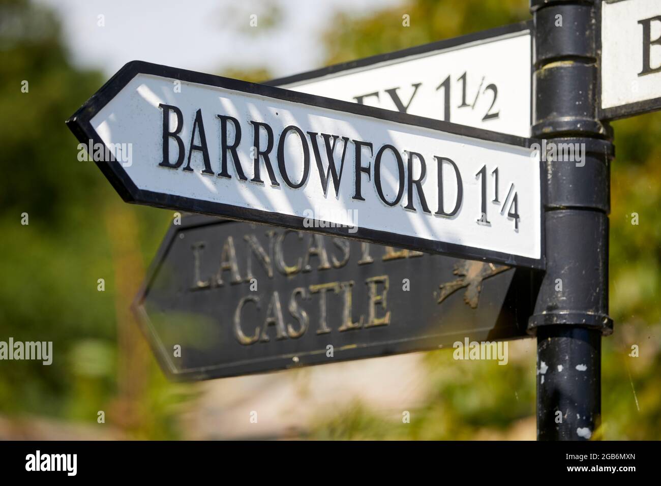 Barrowford village civil parish Pendle district of Lancashire, England. Barrowford sign Stock Photo