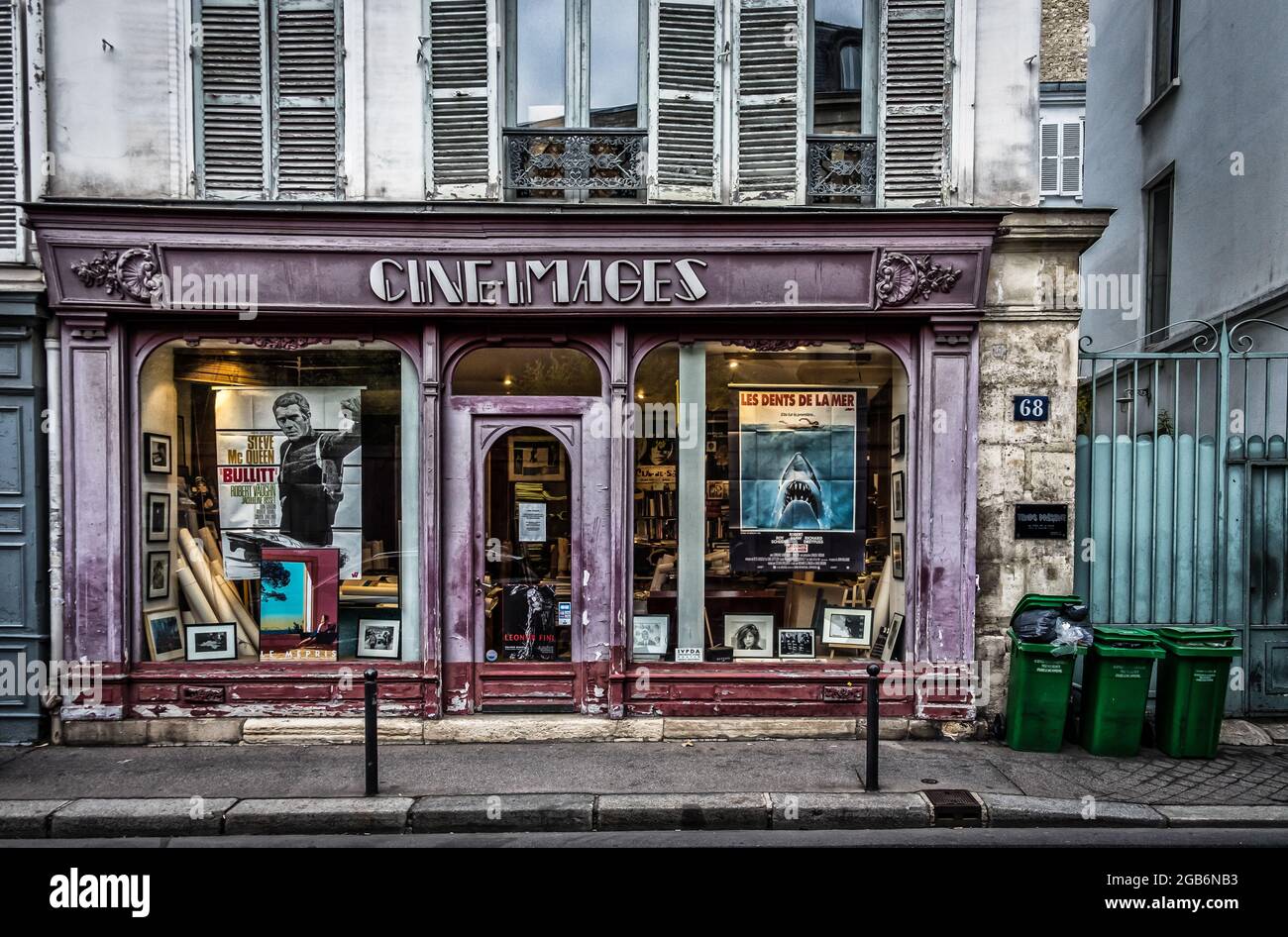Paris, France, Feb 2020, view of “Cine Images” shop window a film posters store in the 7th district of the capital Stock Photo