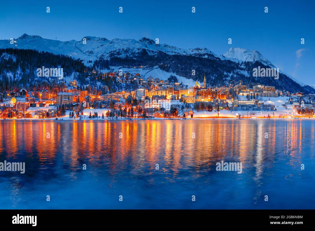 geography / travel, Switzerland, St. Maurice and Lake St. Moritz, Grisons, NO-EXCLUSIVE-USE FOR FOLDING-CARD-GREETING-CARD-POSTCARD-USE Stock Photo