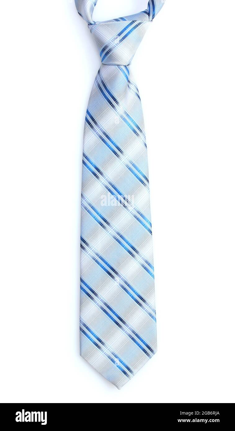 Elegant blue tie isolated on white Stock Photo - Alamy