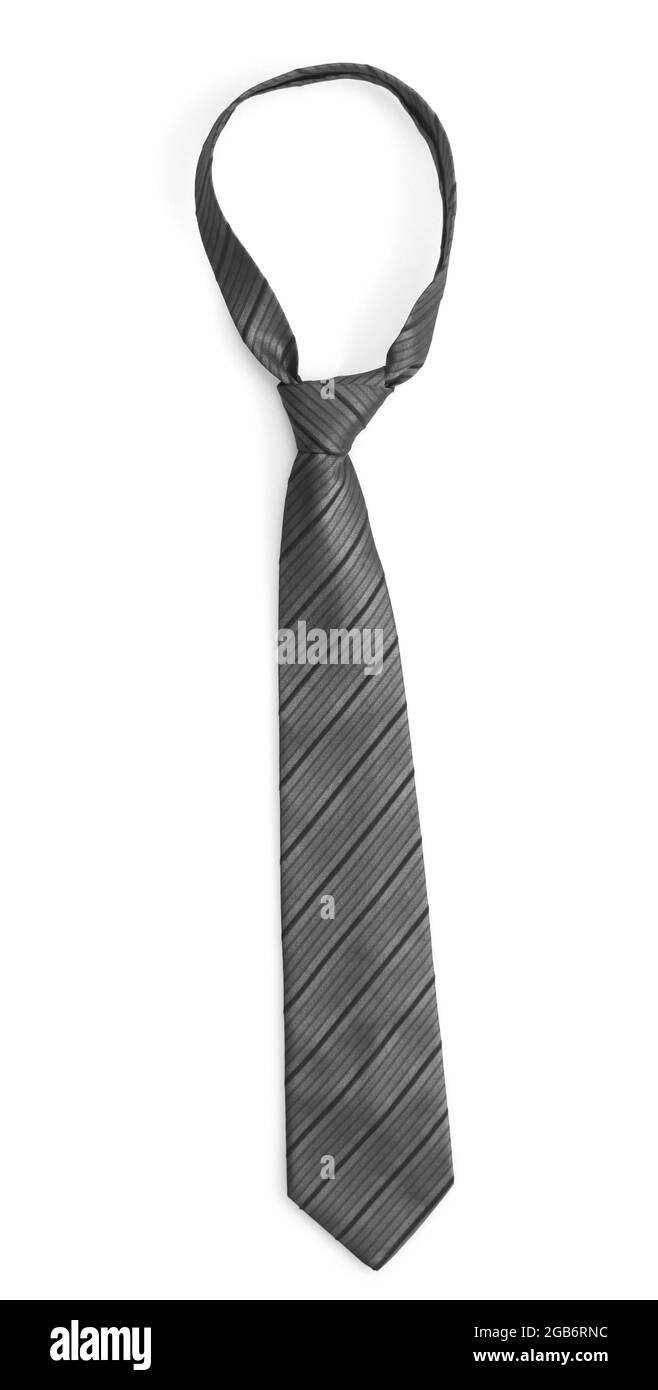 Elegant grey tie isolated on white Stock Photo Alamy