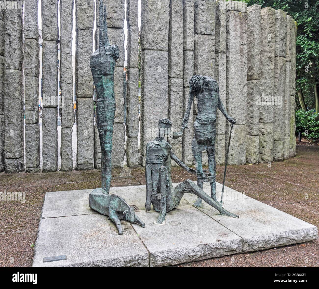A memorial to the victims of the Irish Famine 1845-1852, by the sculptor Edward Delaney, in St Stephens Green, Dublin, Ireland. Stock Photo