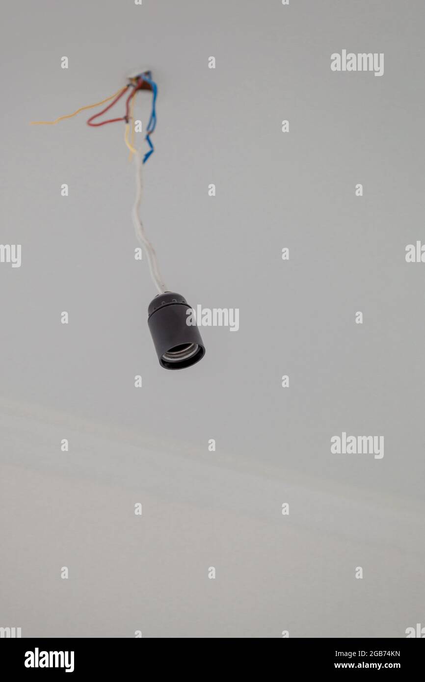 empty bulb holder on the ceiling Stock Photo