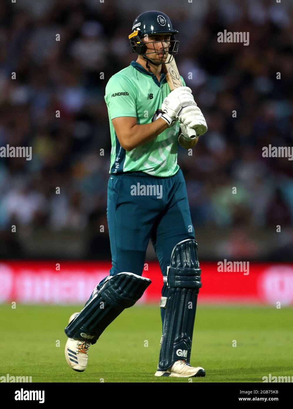 Oval Invincibles' Will Jacks walks off after being caught and dismissed by Welsh Fire's Josh Cobb during The Hundred match at the Kia Oval, London. Picture date: Monday August 2, 2021. Stock Photo