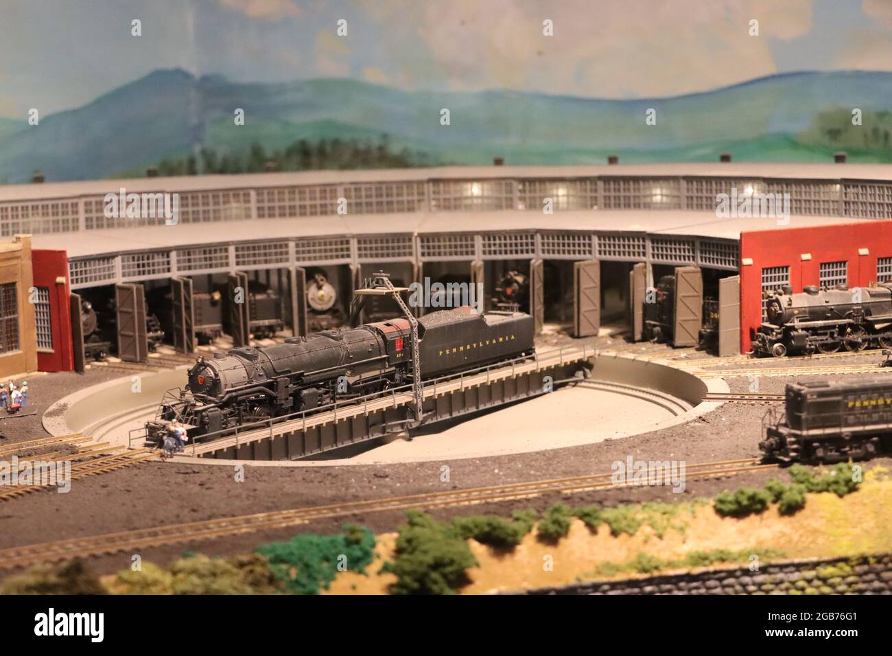 miniature model train turntable on display at rail road museum PA USA