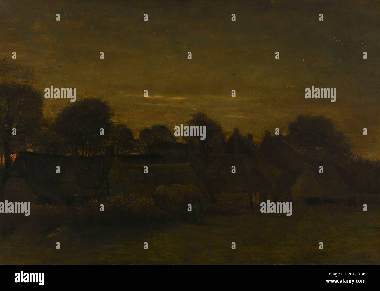 Title: Farming Village at Twilight Creator: Vincent van Gogh Date: 1884 Medium: oil on canvas Dimensions: 57 x 82 cm Location: Rijksmuseum Amsterdam Stock Photo