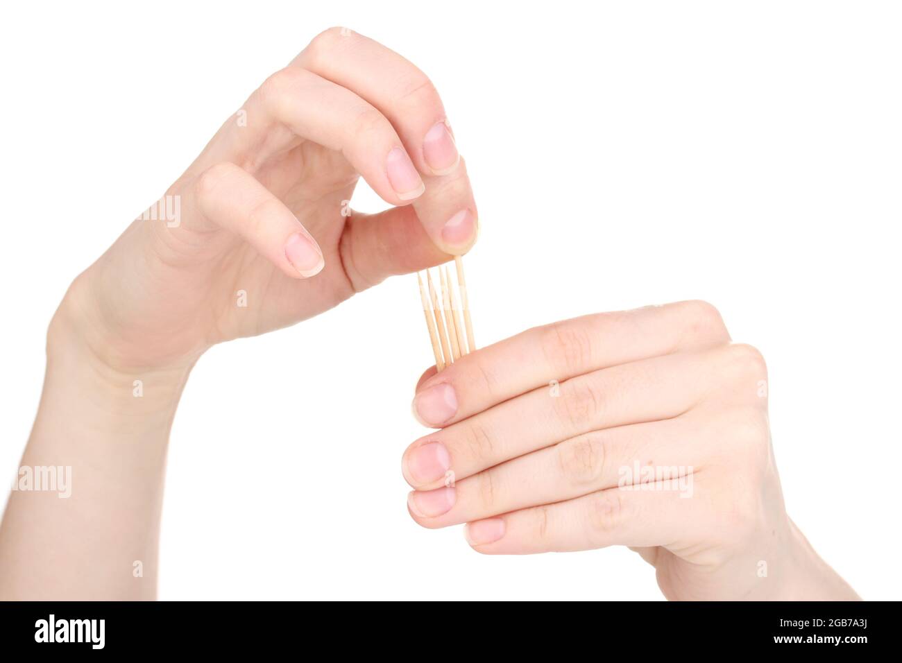 Hand throwing toothpick isolated on white Stock Photo Alamy