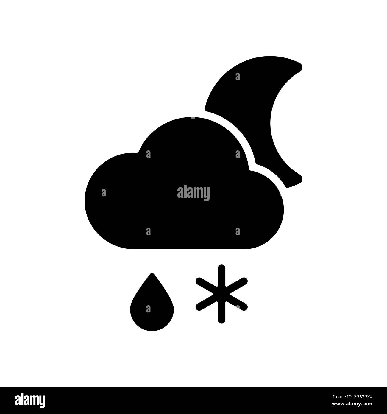 Cloud with snow and rain moon glyph icon. Meteorology sign. Graph ...
