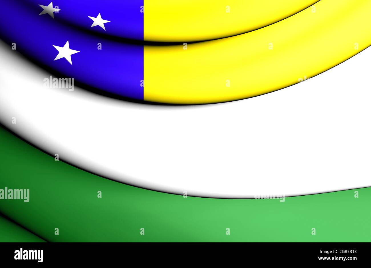3D Flag of Barcelos (Amazonas), Brazil. 3D Illustration. Stock Photo