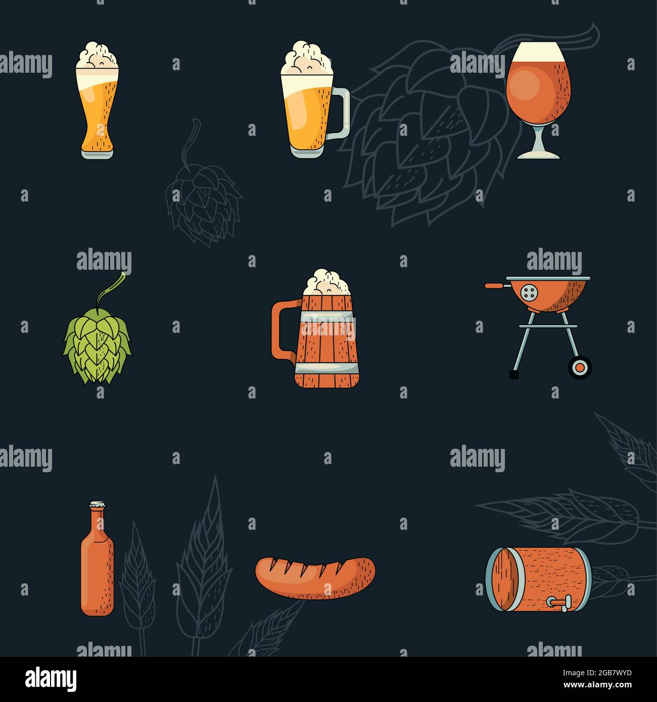 oktoberfest nine icons Stock Vector Image & Art - Alamy