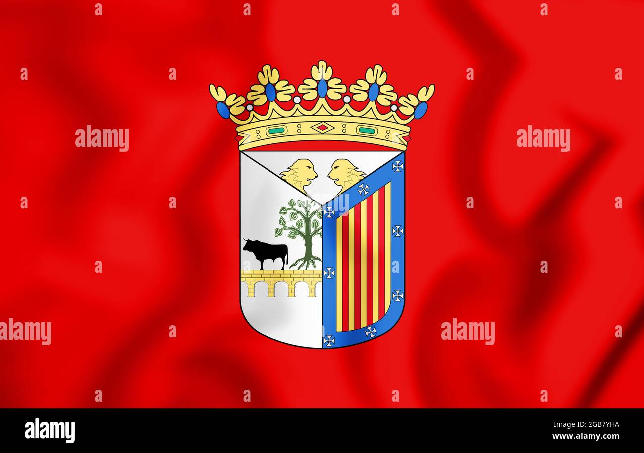 3D Flag of Salamanca (Castile and Leon), Spain. 3D Illustration. Stock Photo