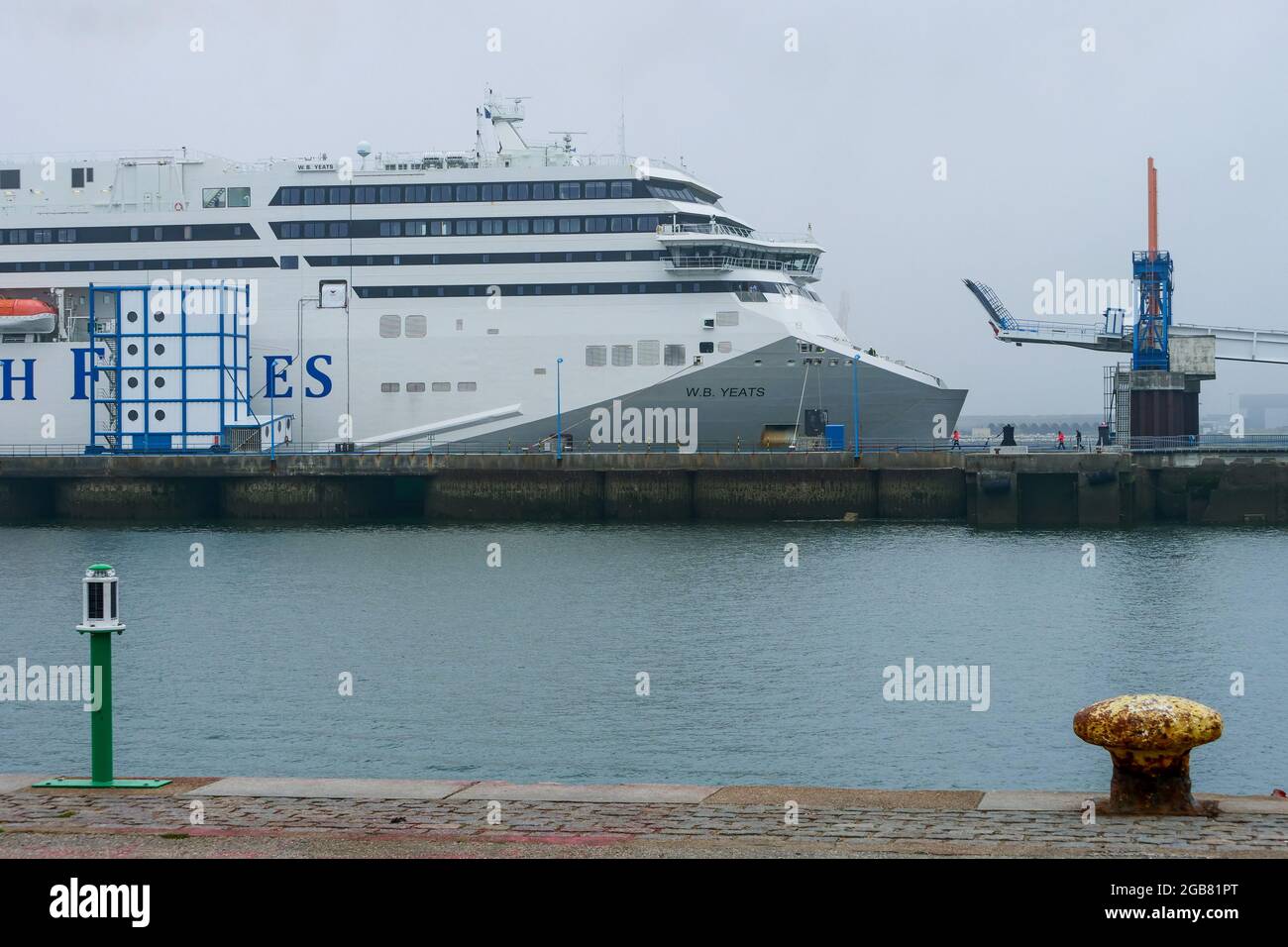 Irish Ferries ship laying at quay, Cherbourg harbor, Manche department