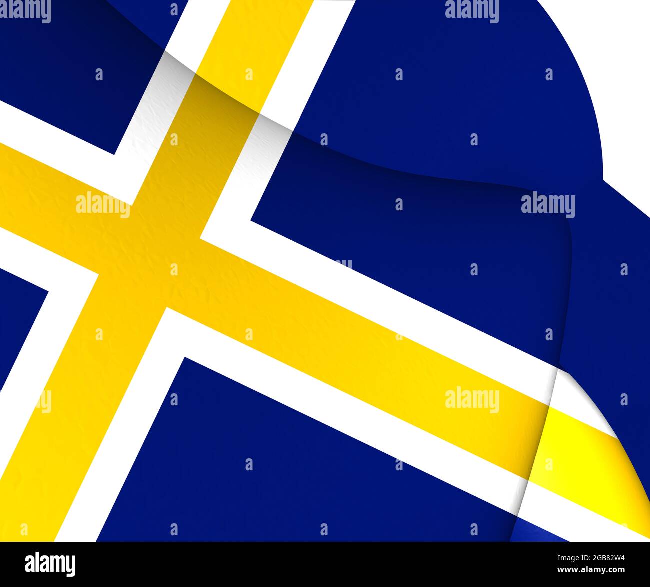 3D regional flag of Roslagen, Sweden. 3D Illustration. Stock Photo