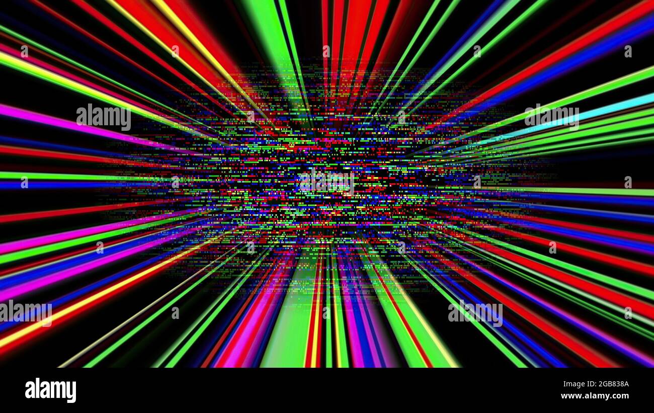 Colorful light rays and pixels Stock Photo - Alamy