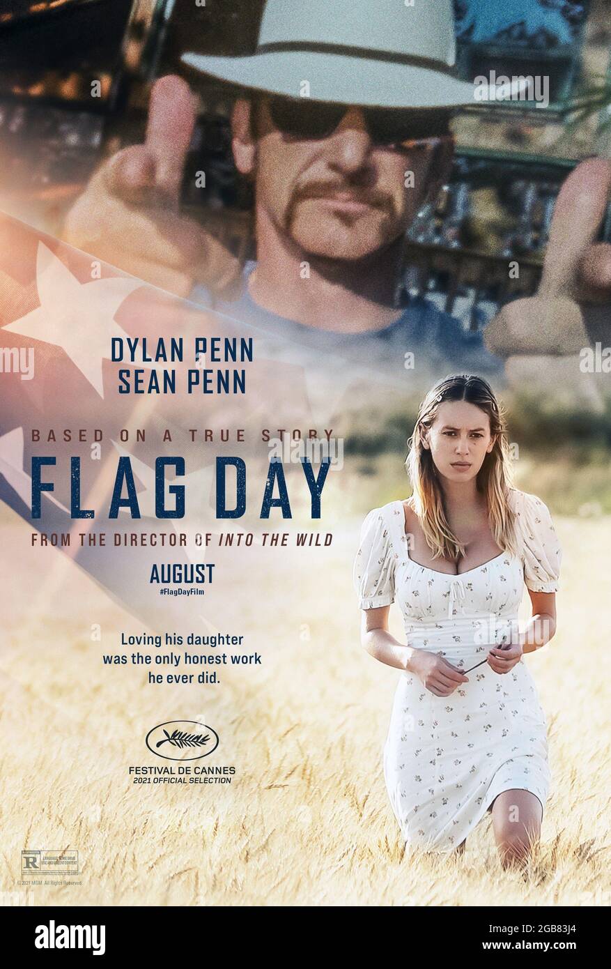 FLAG DAY, US poster, from top Sean Penn, Dylan Penn, 2021. © MGM