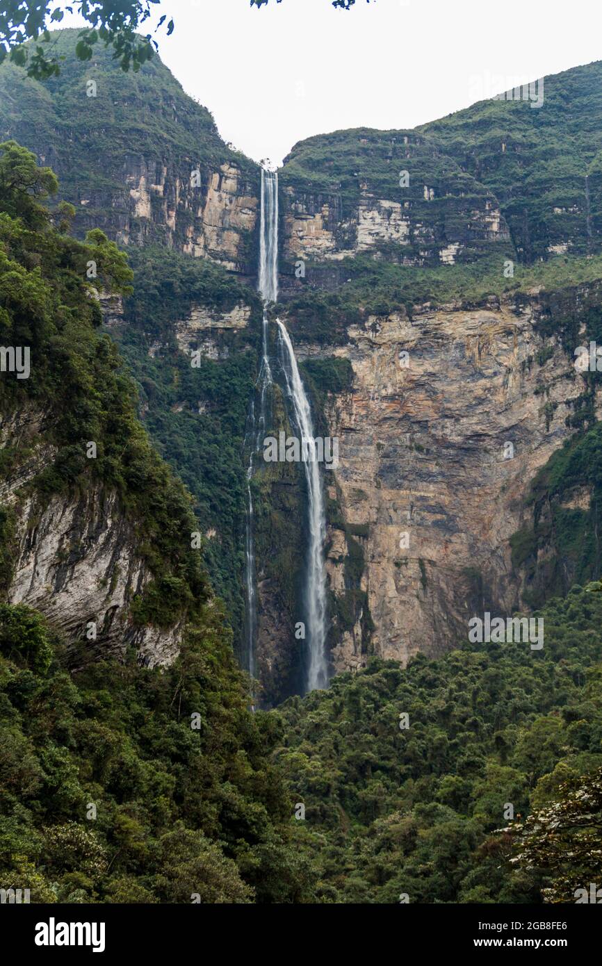 Catarata de Gocta, one of the highest waterfalls in the world (771 m in ...
