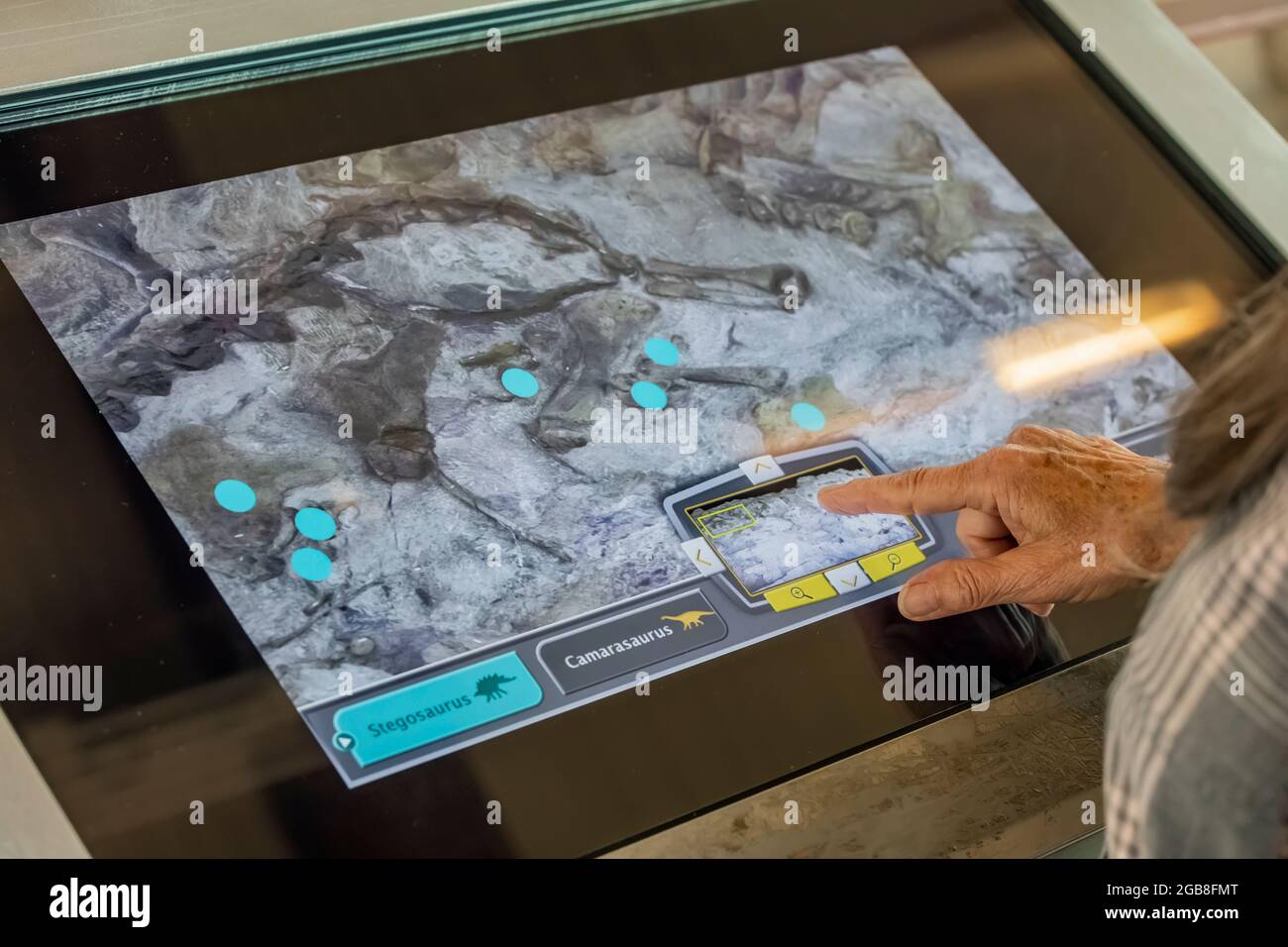 Interactive location map for dinosaur fossils within the Quarry Exhibit