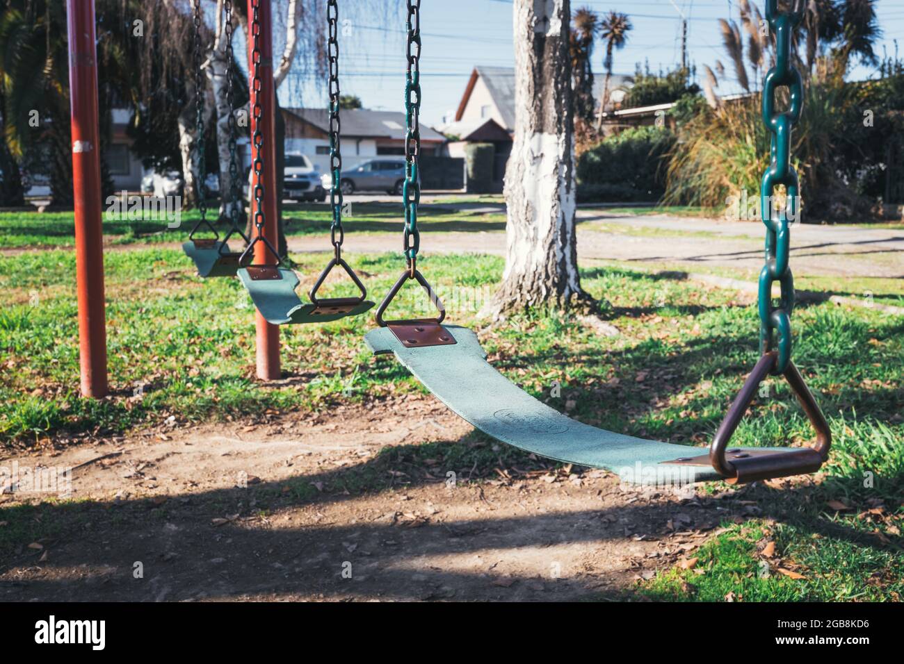 Swings in the park. Close up Stock Photo Alamy