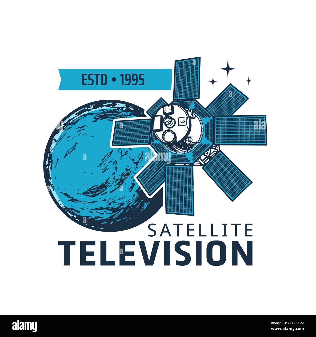 Television satellite icon, vector near earth shuttle with