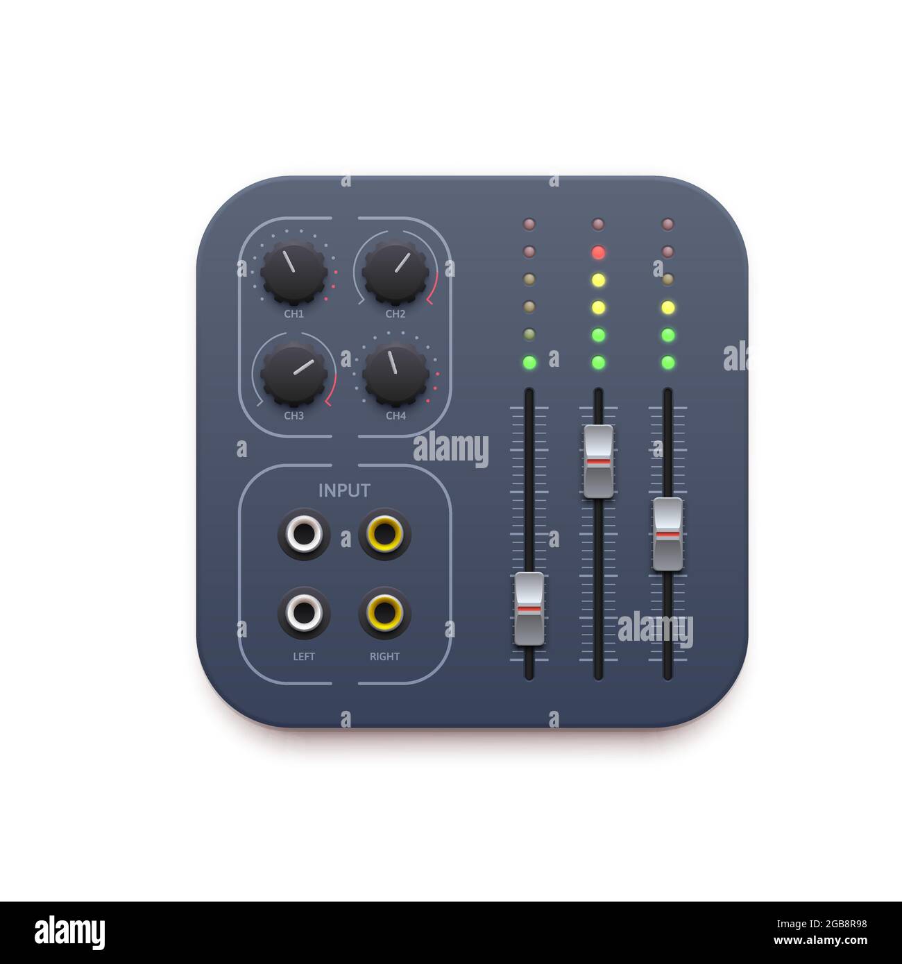 Sound mixer, sound record app icon, vector DJ audio control buttons. Sound mixer application icon with audio studio panel sliders, volume tuners Stock Vector Image & Art - Alamy